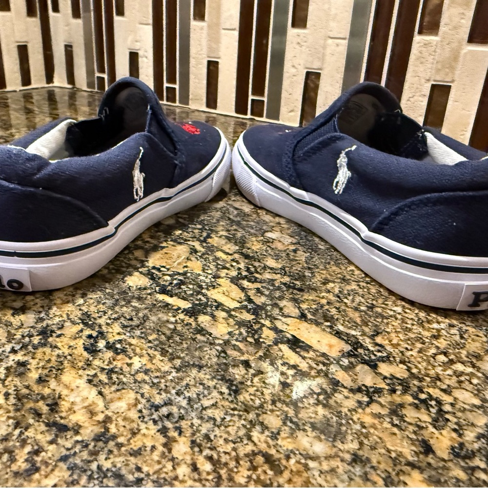 Polo Ralph Lauren Toddler Boys Size 9 Keaton Slip On All Over Pony Preppy Shoes - Picture 5 of 8